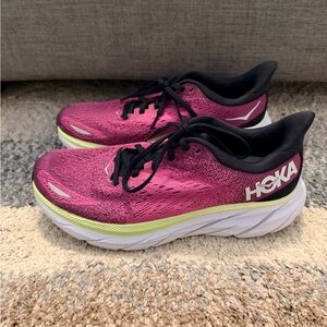 Hoka Women's Fuchsia and Lime Athletic Shoes